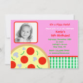 ピザ写真のバースデーパーティ招待状 招待状 (正面)