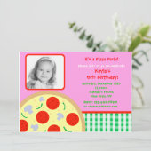 ピザ写真のバースデーパーティ招待状 招待状 (スタンド正面)