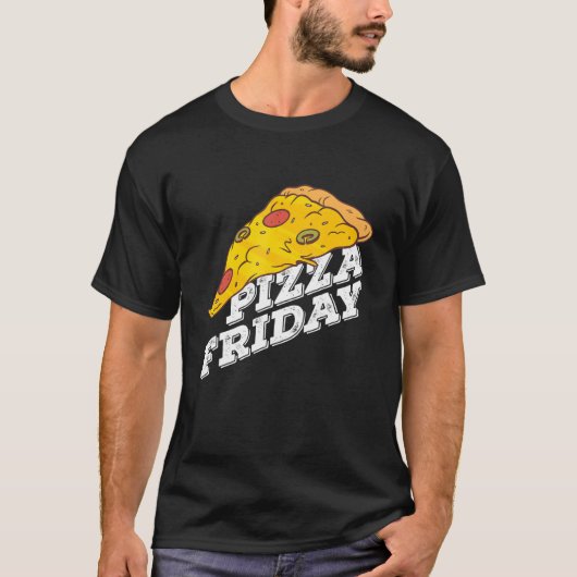 ピザ切りグルメフードパンピザ Tシャツ (正面)