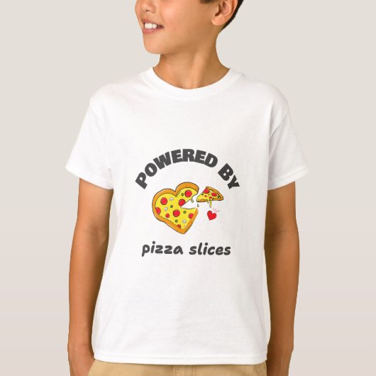 ピザ切り学校給食Tシャツで動く Tシャツ (正面)