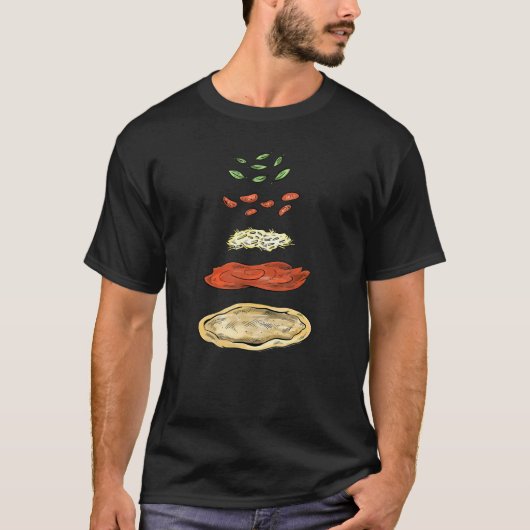 ピザ原料ピザベーキング指示ピザ Tシャツ (正面)