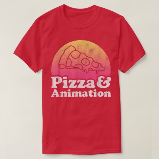 ピザ及びアニメーション又はアニメータ Tシャツ (デザイン正面)