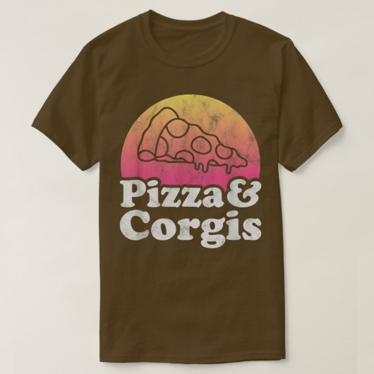 ピザ及びコルギ又はコルギ Tシャツ (デザイン正面)