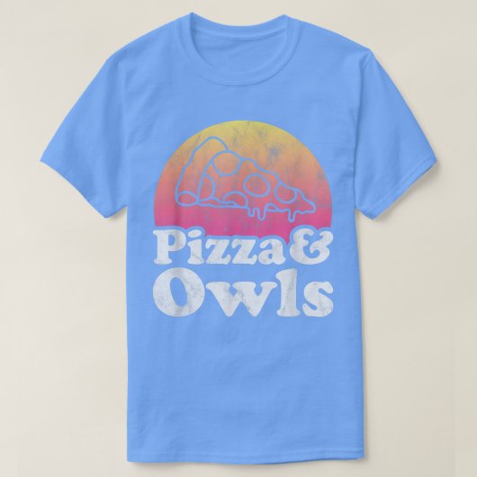 ピザ及びフクロウ Tシャツ (デザイン正面)