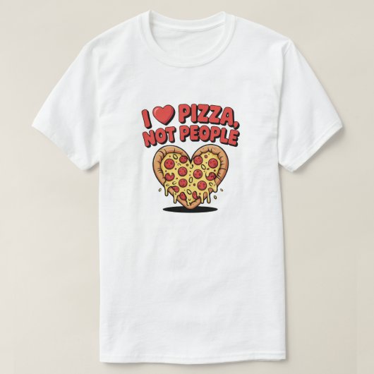 ピザ大好き、人よりピザ Funny Pizza Tシャツ (デザイン正面)