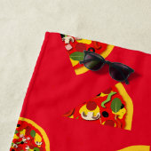 ピザ好きおもしろいフードパターン ビーチタオル (インサイチュ)