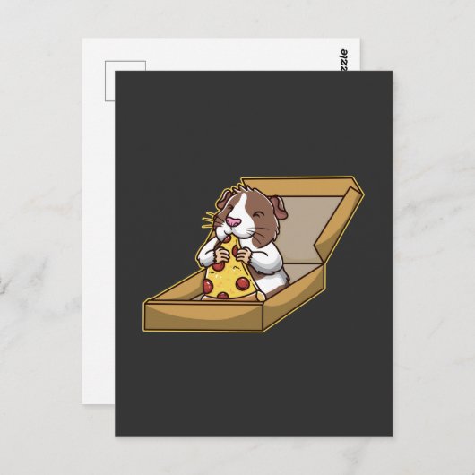 ピザ好きなギニアピグかわいい齧歯動物 ポストカード (正面/裏面)