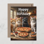 ピザ好きな猫たち、誕生日ポストカード ポストカード (正面/裏面)