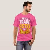 ピザ好きのためのユニークな「妹をピザと交換」 Tシャツ (正面フル)