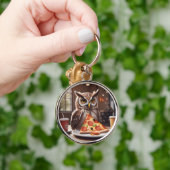 ピザ好きのフクロウカフェ キーホルダー (手)