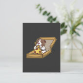 ピザ好きのモルモット 可愛いげなげの動物 ポストカード (スタンド正面)