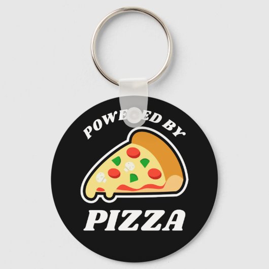 ピザ好きの人の「Powered by Pizza」 キーホルダー (正面)