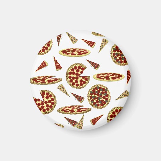 ピザ好きの柄 マグネット (正面)