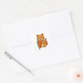 ピザ好きの猫ステッカー – おもしろいかわいいグルメDes スクエアシール (封筒)