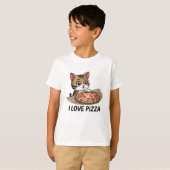 ピザ好きの猫 Tシャツ (正面フル)