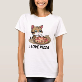 ピザ好きの猫 Tシャツ