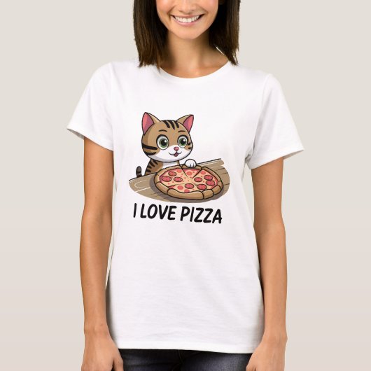ピザ好きの猫 Tシャツ (正面)