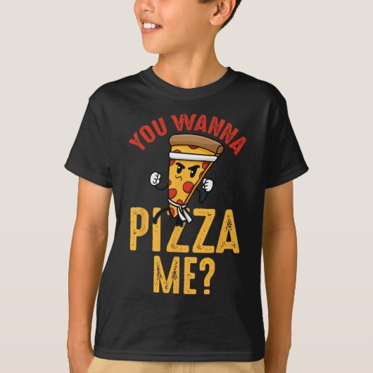 ピザ好き - ピザが欲しいなら忍者空手カワイイ Tシャツ (正面)