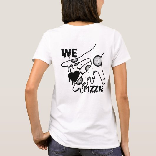 ピザ好き - ピザへの愛 - 手話 ILY オブセッション デザイン Tシャツ (裏面)