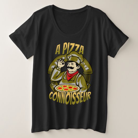 ピザ屋エレガントとカッコいい プラスサイズTシャツ (デザイン正面)