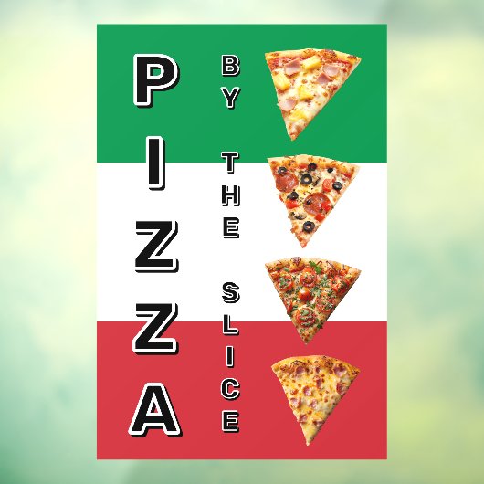 ピザ屋ピザスライスフラッグイタリアン横 ウィンドウサイン (シート3)