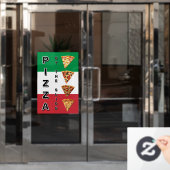 ピザ屋ピザスライスフラッグイタリアン横 ウィンドウサイン (オフィスドア)