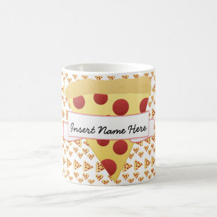 ピザ恋人のカスタマイズ可能なモノグラム コーヒーマグカップ
