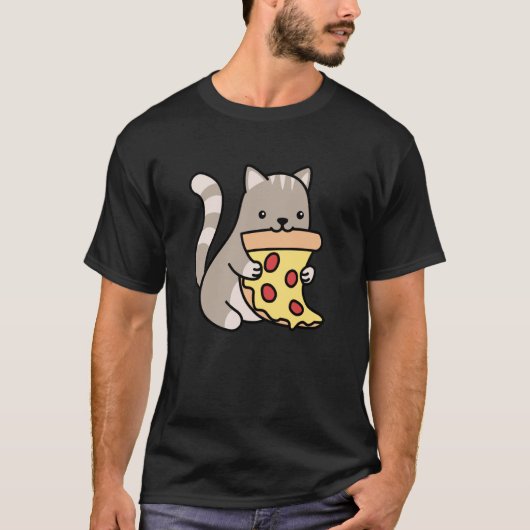 ピザ愛好家へのプレゼント - ピザ - 猫 Tシャツ (正面)