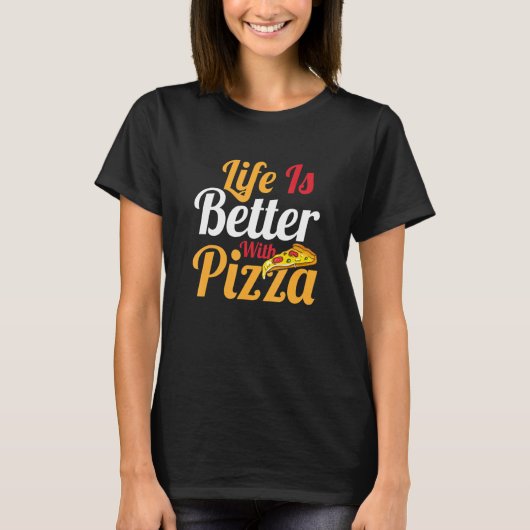 ピザ愛好家をテーマにしたパーティーで生活が良い Tシャツ (正面)