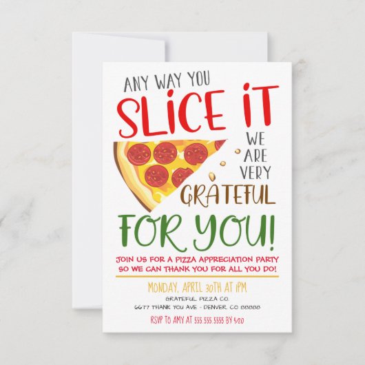 ピザ感謝のご招待 招待状 (正面)