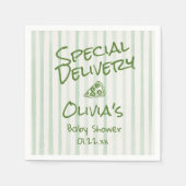 ピザ手引きグリーン特別配送シャワー スタンダードカクテルナプキン (正面)