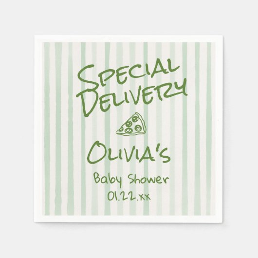 ピザ手引きグリーン特別配送シャワー スタンダードカクテルナプキン (正面)