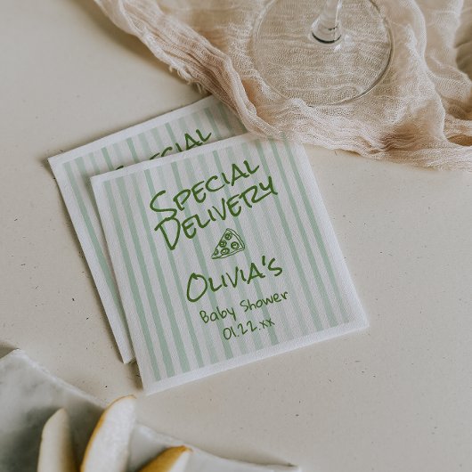 ピザ手引きグリーン特別配送シャワー スタンダードカクテルナプキン