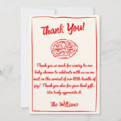 ピザ手引き特殊配送おもしろいベビーシャワー サンキューカード (正面)