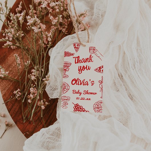 ピザ手引き特殊配送赤ちゃんシャワー ギフトタグ