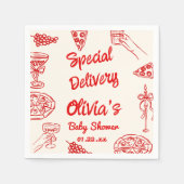 ピザ手引き特殊配送赤ちゃんシャワー スタンダードカクテルナプキン (正面)