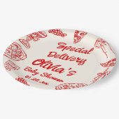 ピザ手引き特殊配送赤ちゃんシャワー ペーパープレート (アングル)