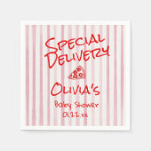 ピザ手引き赤い特別配送シャワー スタンダードカクテルナプキン (正面)