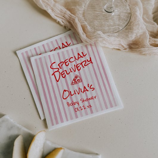 ピザ手引き赤い特別配送シャワー スタンダードカクテルナプキン