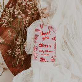 ピザ手引き赤い特別配送ベビーシャワー ギフトタグ