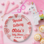 ピザ手引き赤い特別配送ベビーシャワー ペーパープレート (パーティー)