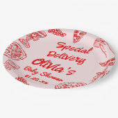 ピザ手引き赤い特別配送ベビーシャワー ペーパープレート (アングル)