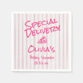 ピザ手描きピンクスペシャルデリバリベビーシャワー スタンダードカクテルナプキン (正面)