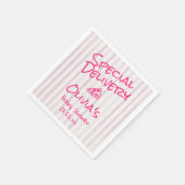 ピザ手描きピンクスペシャルデリバリベビーシャワー スタンダードカクテルナプキン (角)