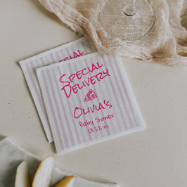 ピザ手描きピンクスペシャルデリバリベビーシャワー スタンダードカクテルナプキン