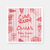 ピザ手描き赤い紫チャオ赤ちゃんシャワーナプキ スタンダードカクテルナプキン (正面)