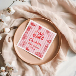 ピザ手描き赤い紫チャオ赤ちゃんシャワーナプキ スタンダードカクテルナプキン