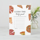 ピザ推測ベビー食べ物ベビーシャワーゲームカード 招待状 (スタンド正面)