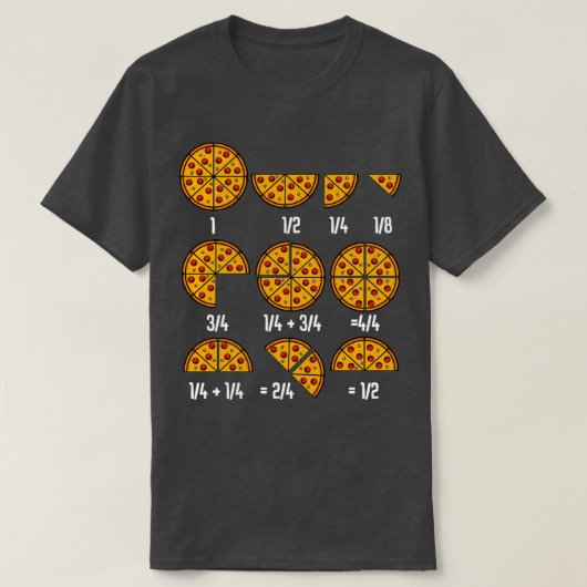 ピザ数学フラクションイタリアン料理の食べ物おもしろい Tシャツ (デザイン正面)
