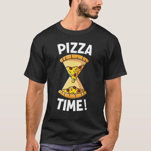ピザ時間ピザ砂時計ピザ時間 Tシャツ (正面)